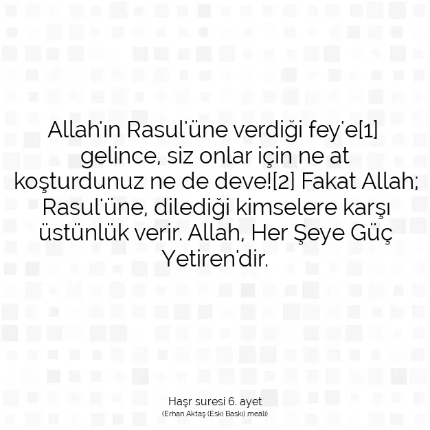 Ayetbul | Kuran Mealleri | Quran | Haşr suresi 6. ayet