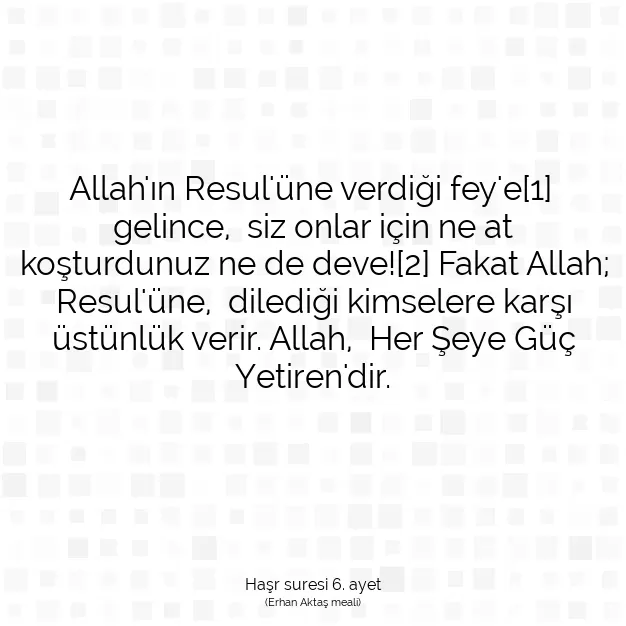 Ayetbul | Kuran Mealleri | Quran | Haşr suresi 6. ayet