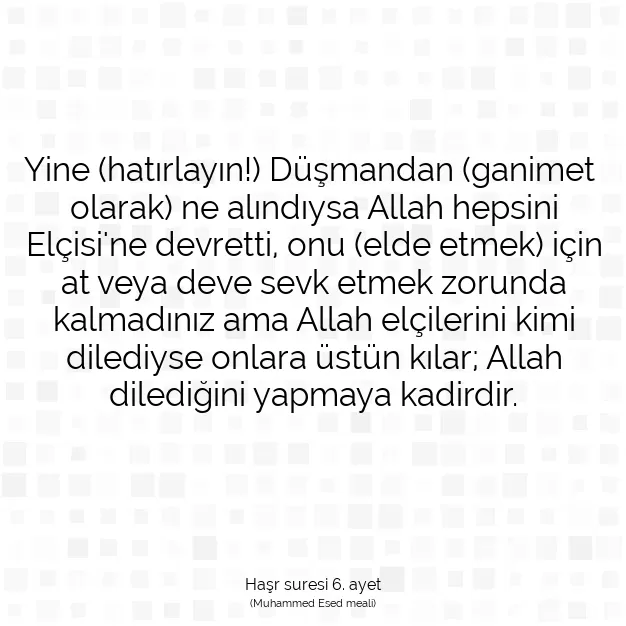 Ayetbul | Kuran Mealleri | Quran | Haşr suresi 6. ayet