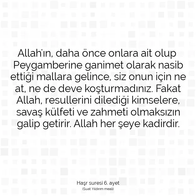 Ayetbul | Kuran Mealleri | Quran | Haşr suresi 6. ayet