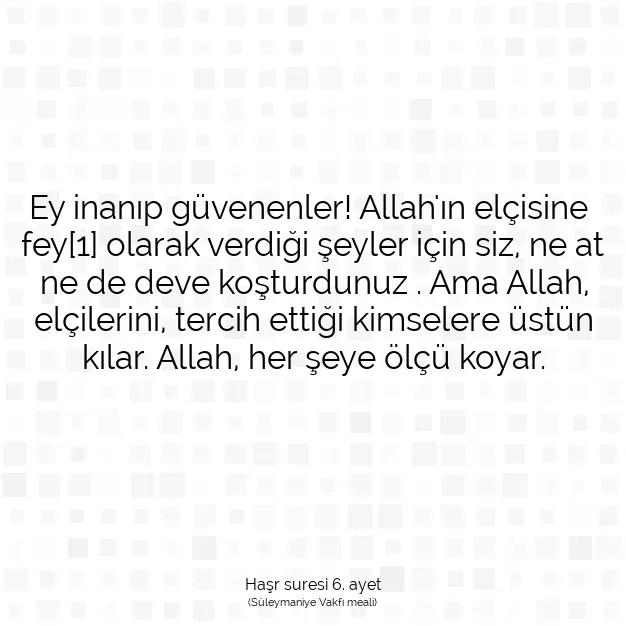 Ayetbul | Kuran Mealleri | Quran | Haşr suresi 6. ayet