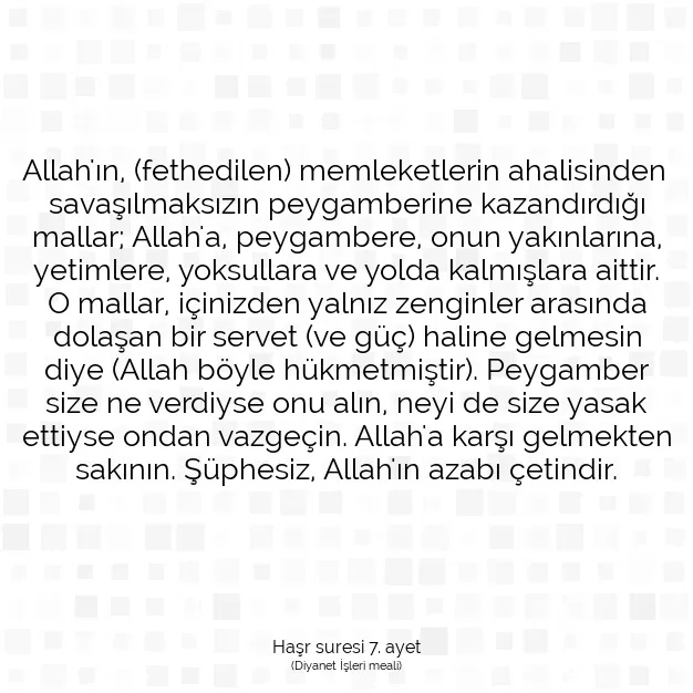 Ayetbul | Kuran Mealleri | Quran | Haşr suresi 7. ayet