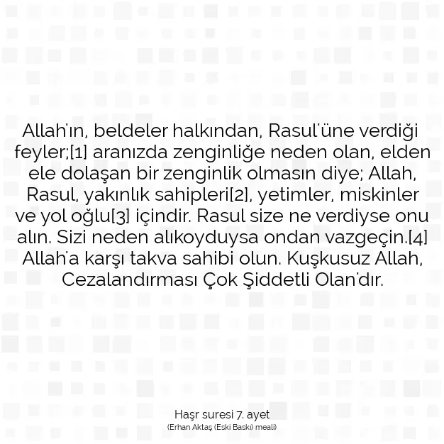 Ayetbul | Kuran Mealleri | Quran | Haşr suresi 7. ayet