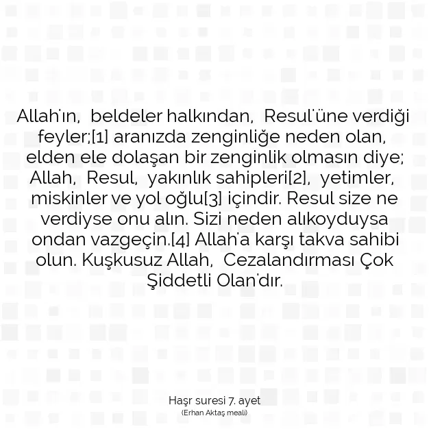 Ayetbul | Kuran Mealleri | Quran | Haşr suresi 7. ayet