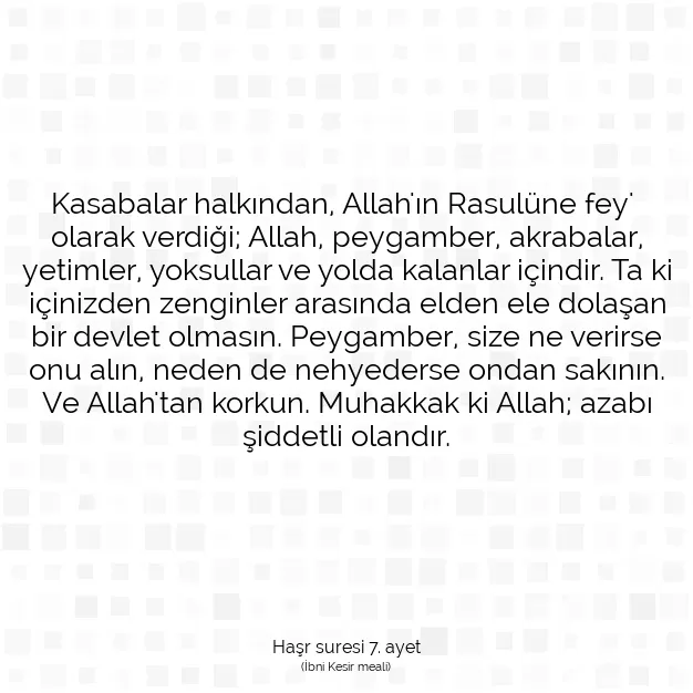 Ayetbul | Kuran Mealleri | Quran | Haşr suresi 7. ayet