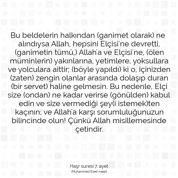 Ayetbul | Kuran Mealleri | Quran | Haşr suresi 7. ayet