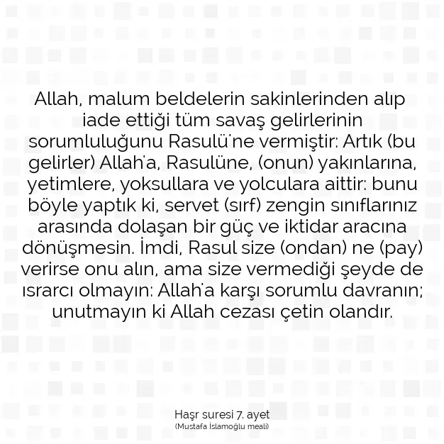 Ayetbul | Kuran Mealleri | Quran | Haşr suresi 7. ayet