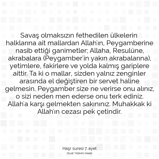 Ayetbul | Kuran Mealleri | Quran | Haşr suresi 7. ayet