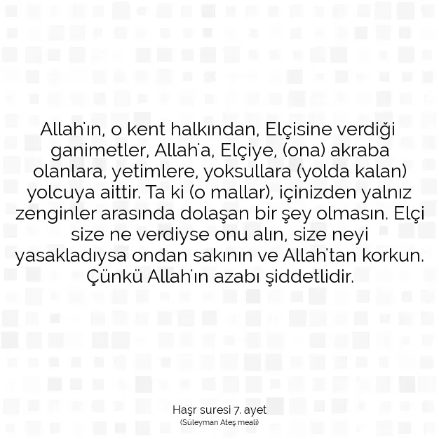 Ayetbul | Kuran Mealleri | Quran | Haşr suresi 7. ayet