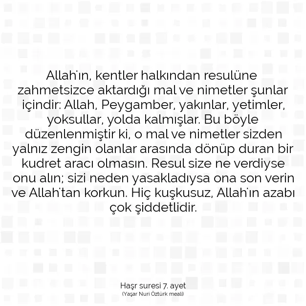 Ayetbul | Kuran Mealleri | Quran | Haşr suresi 7. ayet