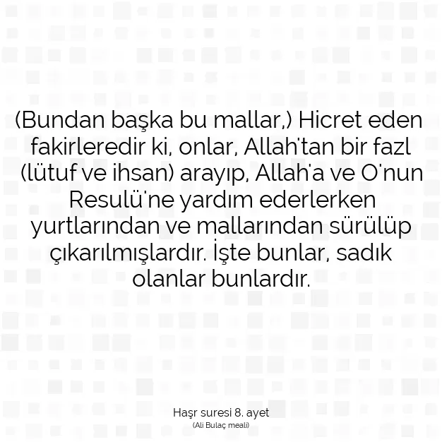 Ayetbul | Kuran Mealleri | Quran | Haşr suresi 8. ayet