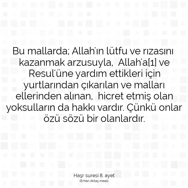 Ayetbul | Kuran Mealleri | Quran | Haşr suresi 8. ayet