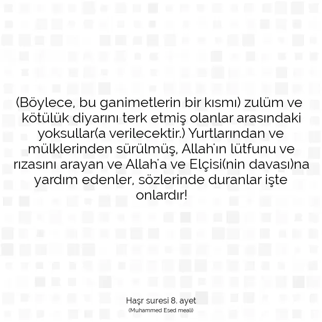 Ayetbul | Kuran Mealleri | Quran | Haşr suresi 8. ayet