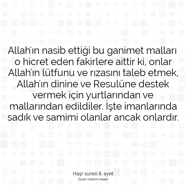 Ayetbul | Kuran Mealleri | Quran | Haşr suresi 8. ayet