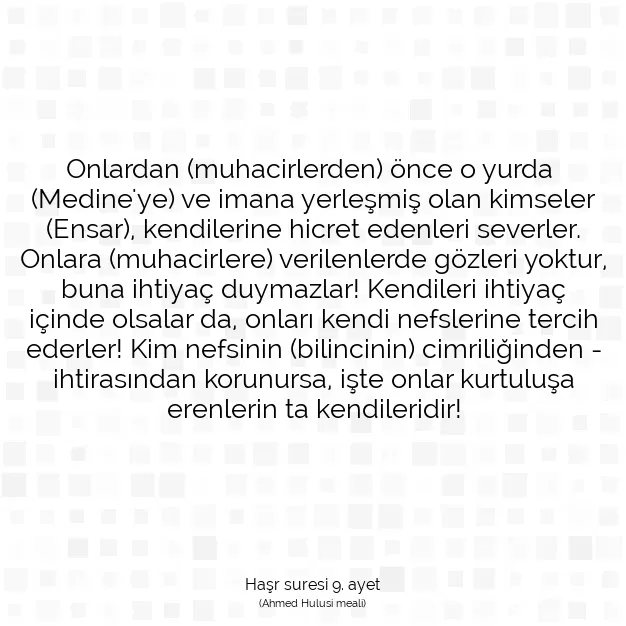 Ayetbul | Kuran Mealleri | Quran | Haşr suresi 9. ayet