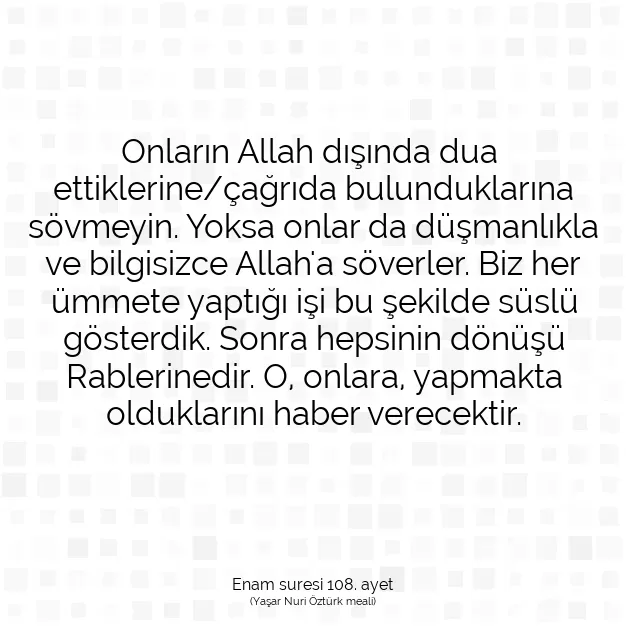 Ayetbul | Kuran Mealleri | Quran | Enam suresi 108. ayet