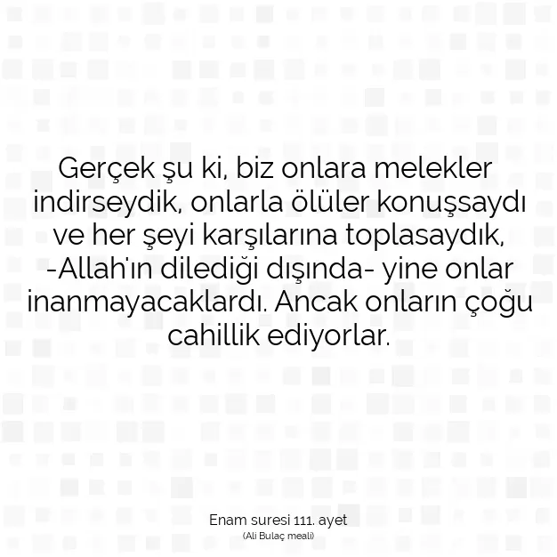 Ayetbul | Kuran Mealleri | Quran | Enam suresi 111. ayet