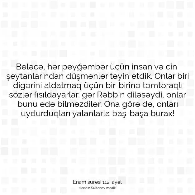 Ayetbul | Kuran Mealleri | Quran | Enam suresi 112. ayet