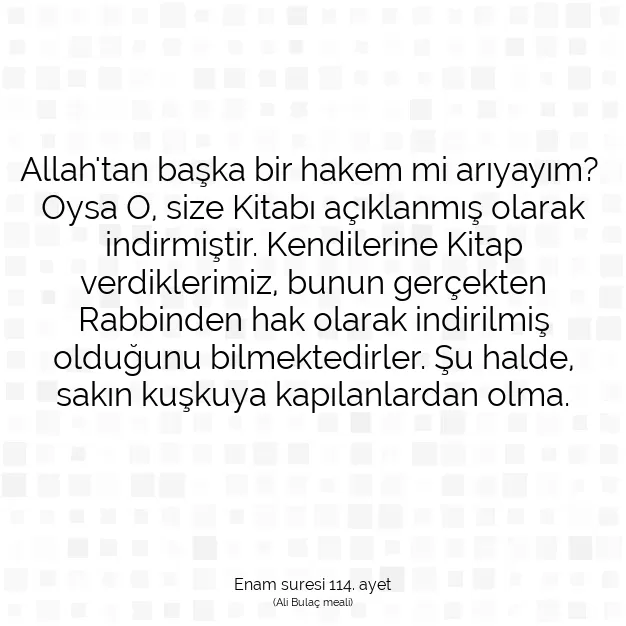 Ayetbul | Kuran Mealleri | Quran | Enam suresi 114. ayet