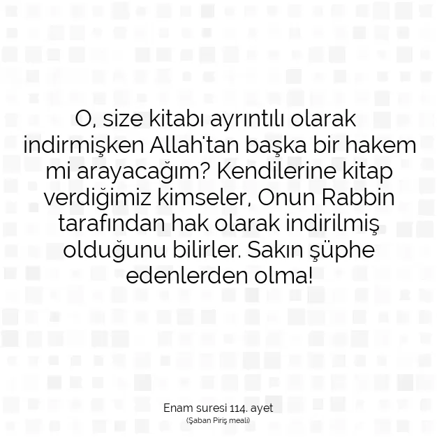 Ayetbul | Kuran Mealleri | Quran | Enam suresi 114. ayet