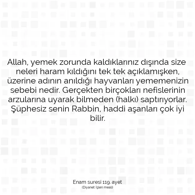 Ayetbul | Kuran Mealleri | Quran | Enam suresi 119. ayet