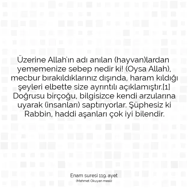 Ayetbul | Kuran Mealleri | Quran | Enam suresi 119. ayet