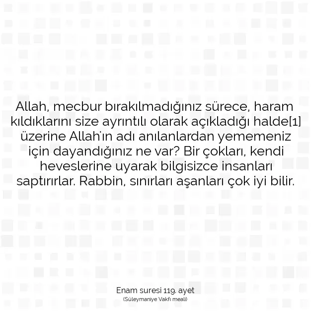 Ayetbul | Kuran Mealleri | Quran | Enam suresi 119. ayet