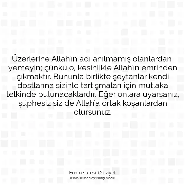 Ayetbul | Kuran Mealleri | Quran | Enam suresi 121. ayet