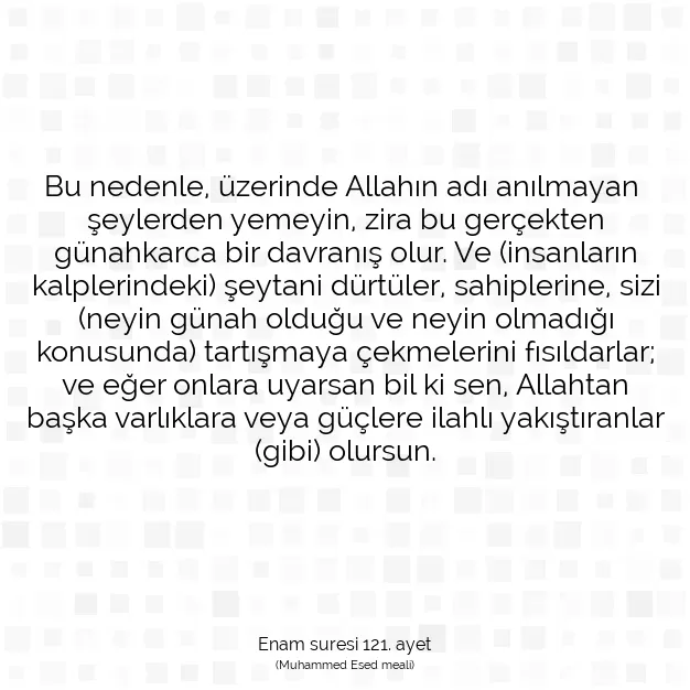 Ayetbul | Kuran Mealleri | Quran | Enam suresi 121. ayet