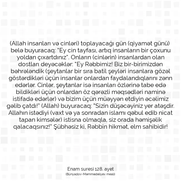 Ayetbul | Kuran Mealleri | Quran | Enam suresi 128. ayet