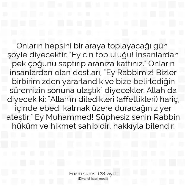 Ayetbul | Kuran Mealleri | Quran | Enam suresi 128. ayet