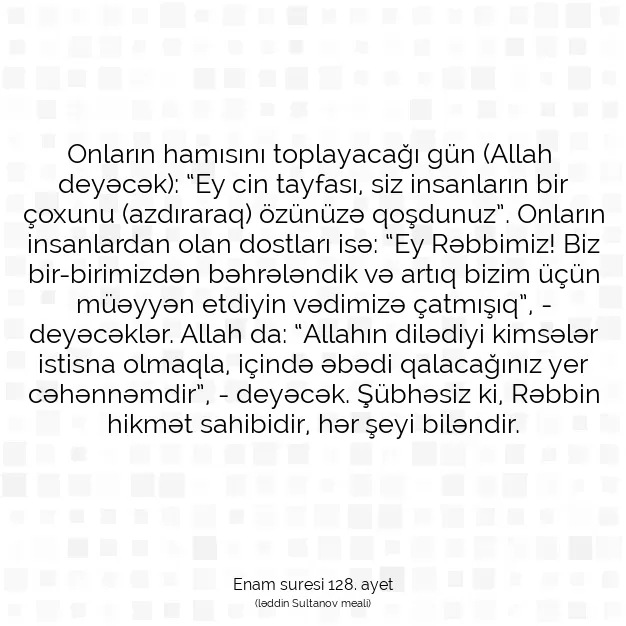 Ayetbul | Kuran Mealleri | Quran | Enam suresi 128. ayet