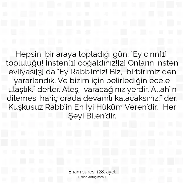 Ayetbul | Kuran Mealleri | Quran | Enam suresi 128. ayet