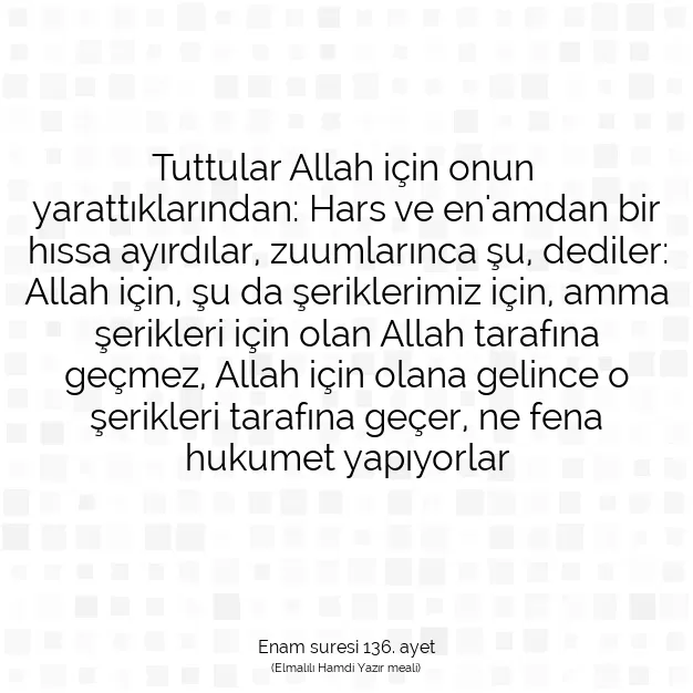 Ayetbul | Kuran Mealleri | Quran | Enam suresi 136. ayet