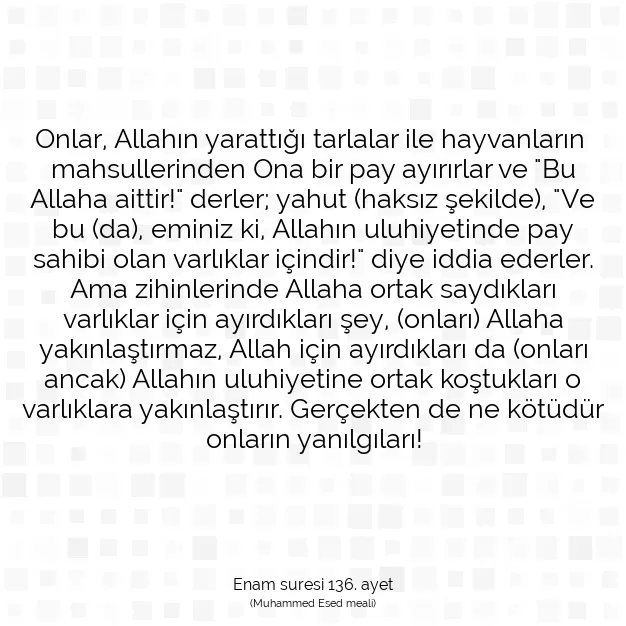 Ayetbul | Kuran Mealleri | Quran | Enam suresi 136. ayet