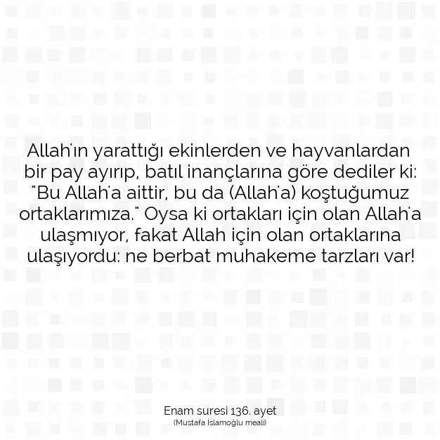 Ayetbul | Kuran Mealleri | Quran | Enam suresi 136. ayet