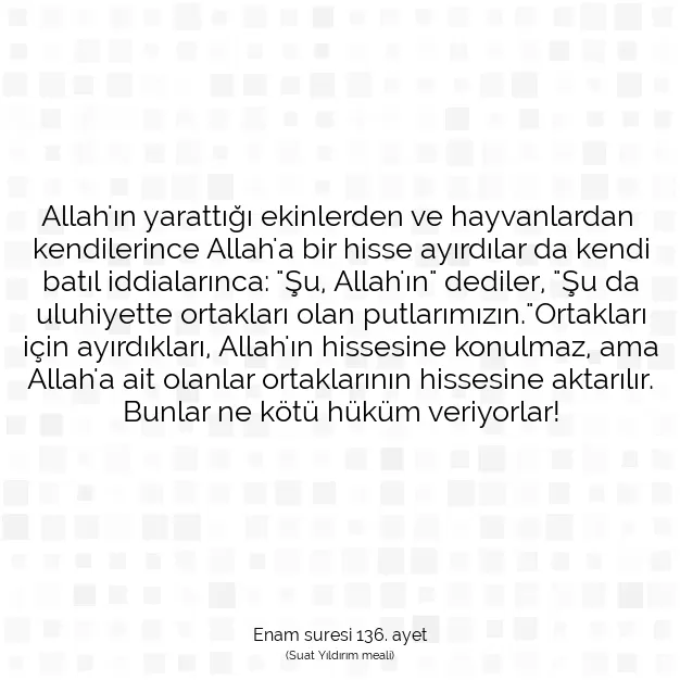 Ayetbul | Kuran Mealleri | Quran | Enam suresi 136. ayet