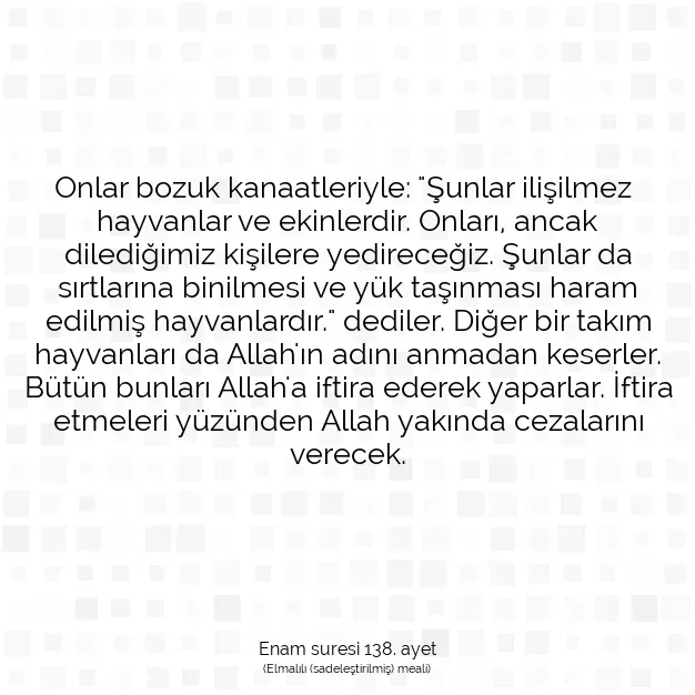 Ayetbul | Kuran Mealleri | Quran | Enam suresi 138. ayet