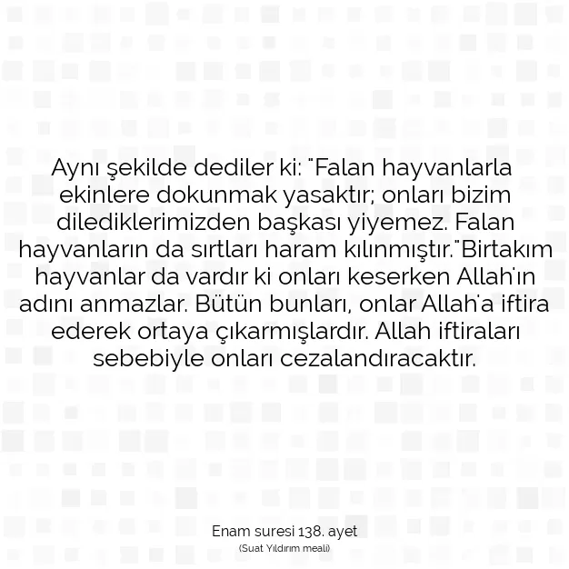 Ayetbul | Kuran Mealleri | Quran | Enam suresi 138. ayet