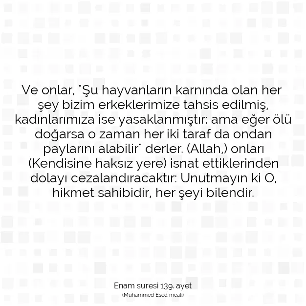 Ayetbul | Kuran Mealleri | Quran | Enam suresi 139. ayet