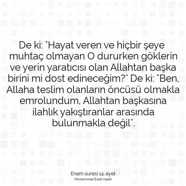 Ayetbul | Kuran Mealleri | Quran | Enam suresi 14. ayet