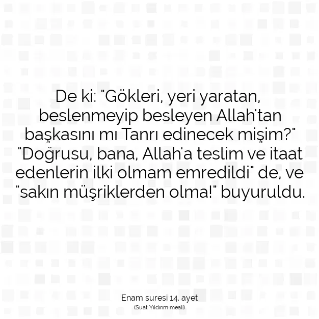 Ayetbul | Kuran Mealleri | Quran | Enam suresi 14. ayet