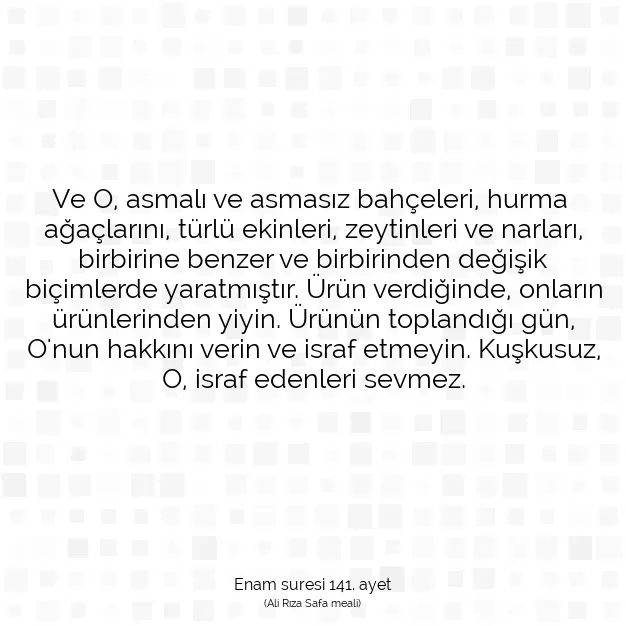 Ayetbul | Kuran Mealleri | Quran | Enam suresi 141. ayet