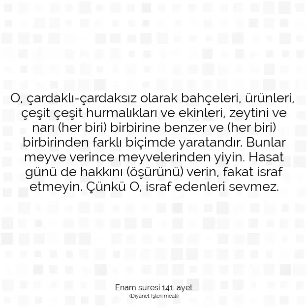 Ayetbul | Kuran Mealleri | Quran | Enam suresi 141. ayet