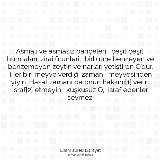 Ayetbul | Kuran Mealleri | Quran | Enam suresi 141. ayet