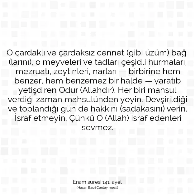 Ayetbul | Kuran Mealleri | Quran | Enam suresi 141. ayet