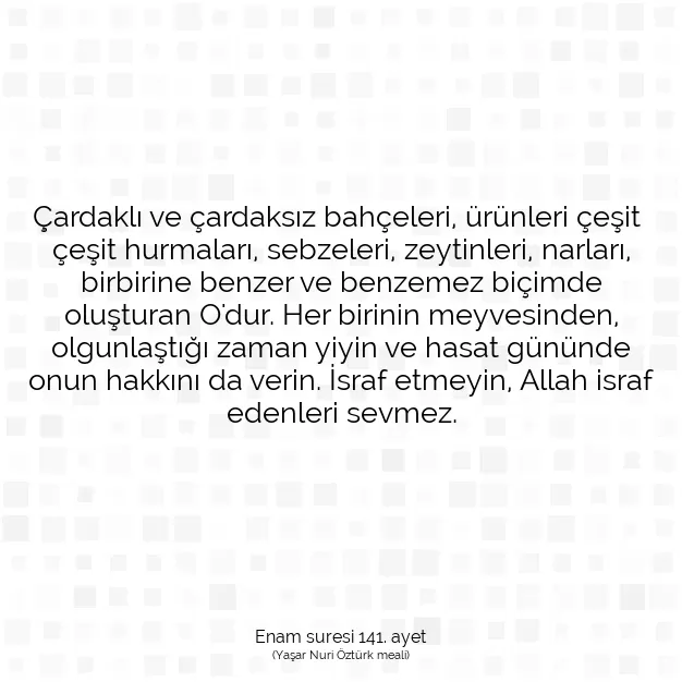 Ayetbul | Kuran Mealleri | Quran | Enam suresi 141. ayet