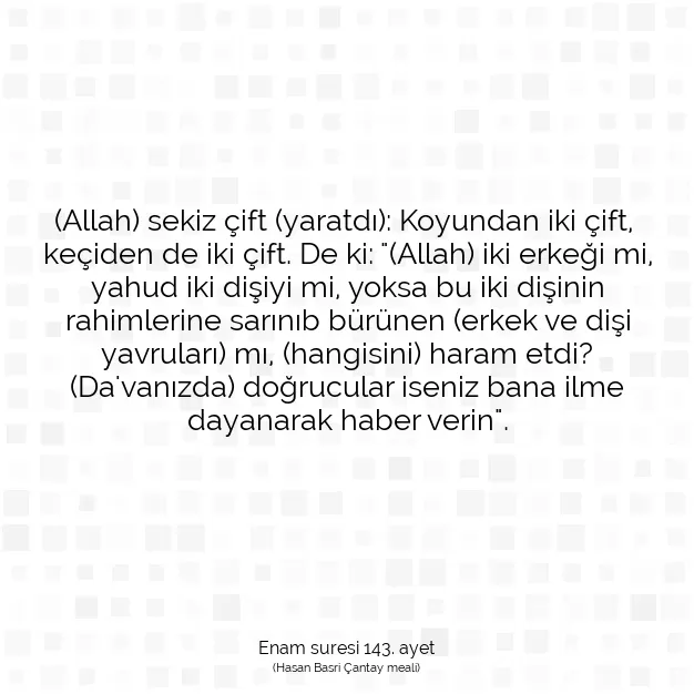 Ayetbul | Kuran Mealleri | Quran | Enam suresi 143. ayet