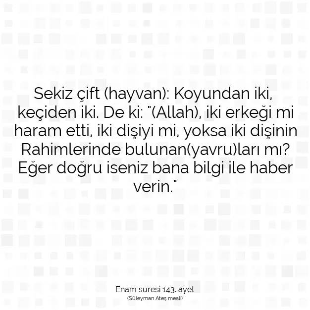 Ayetbul | Kuran Mealleri | Quran | Enam suresi 143. ayet