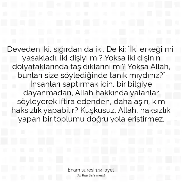 Ayetbul | Kuran Mealleri | Quran | Enam suresi 144. ayet